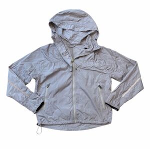 Varley Metallic Woven Terrance Gray Hooded Windbreaker Jacket